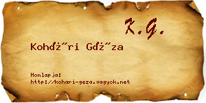 Kohári Géza névjegykártya