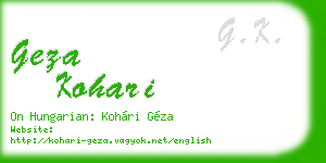 geza kohari business card