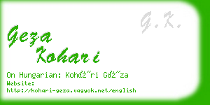 geza kohari business card